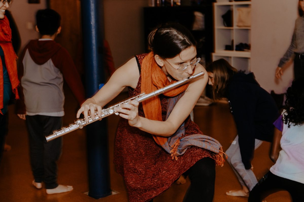 Workshop performance improvising on flute